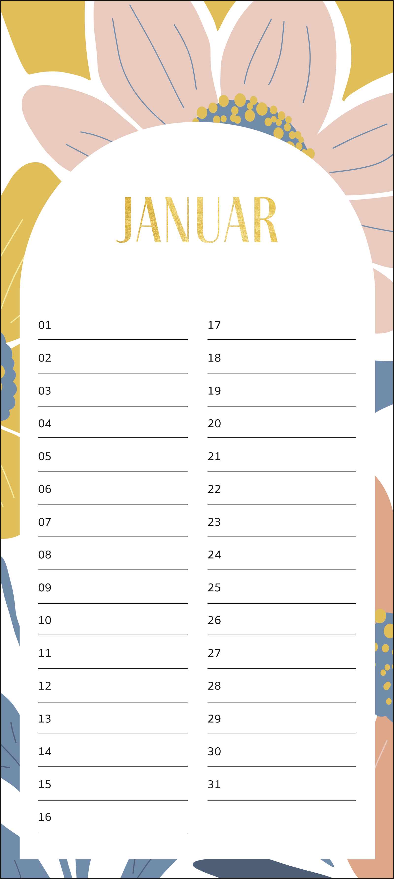 Beispielinhalt (Bild) Immerwährender Geburtstagskalender Blumen