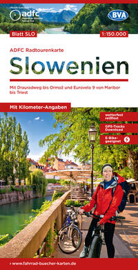 Vorderes Coverbild ADFC-Radtourenkarte SLO Slowenien 1:150.000, reiß- und wetterfest, E-Bike geeignet, GPS-Tracks Download, mit Kilometer-Angaben