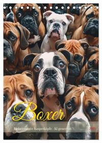Vorderes Coverbild Boxer - Liebenswerte Kasperköpfe (Tischkalender 2025 DIN A5 hoch), CALVENDO Monatskalender