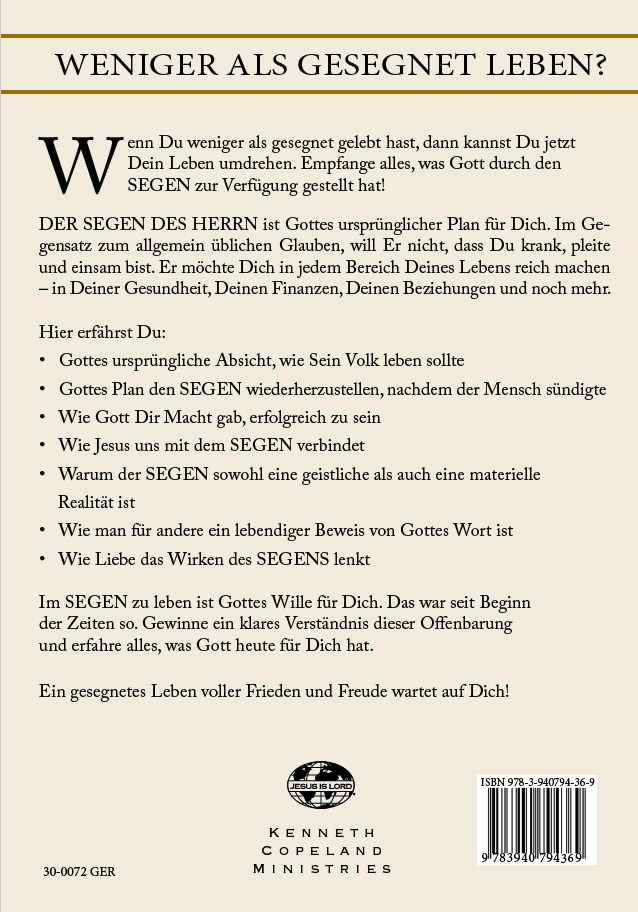 Rückseitencover Der Segen des Herrn
