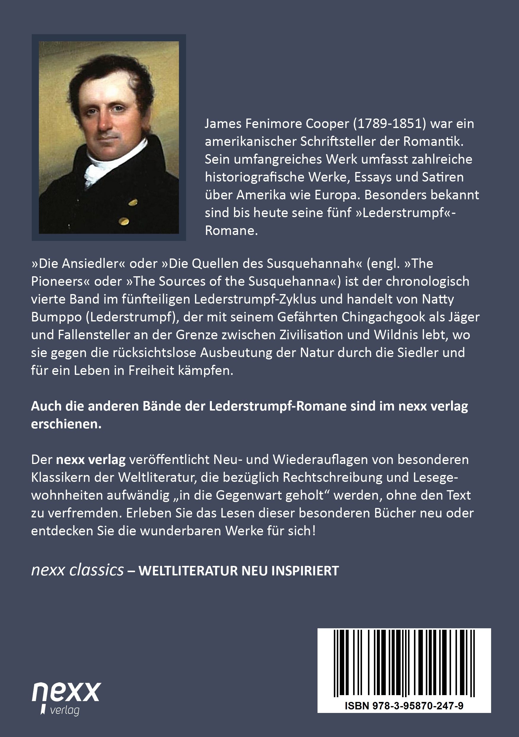Rückseitencover Die Ansiedler oder Die Quellen des Susquehannah