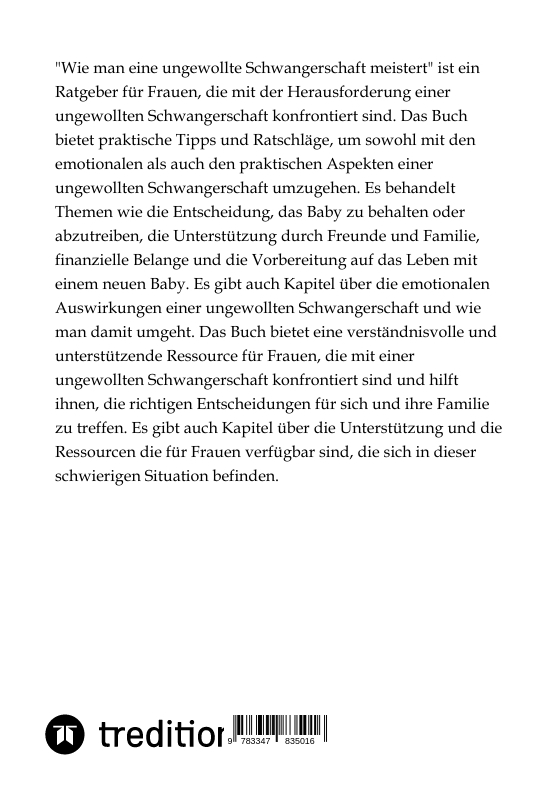 Rückseitencover Wie man eine ungewollte Schwangerschaft meistert