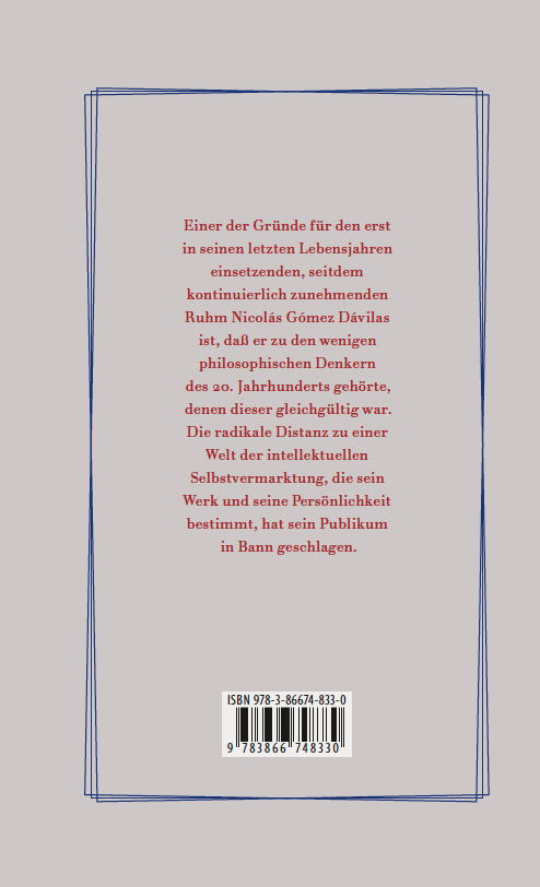 Rückseitencover Im Dialog mit Gómez Dávila