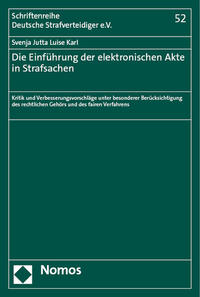 Vorderes Coverbild Die Einführung der elektronischen Akte in Strafsachen