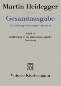 Vorderes Coverbild Einführung in die phänomenologische Forschung (Wintersemester 1923/24)