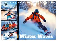 Vorderes Coverbild Winter Waves - KI-Kunst trifft auf Snowboard-Action (Wandkalender 2025 DIN A4 quer), CALVENDO Monatskalender