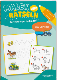 Vorderes Coverbild Malen und Rätseln für Kindergartenkinder. Bauernhof