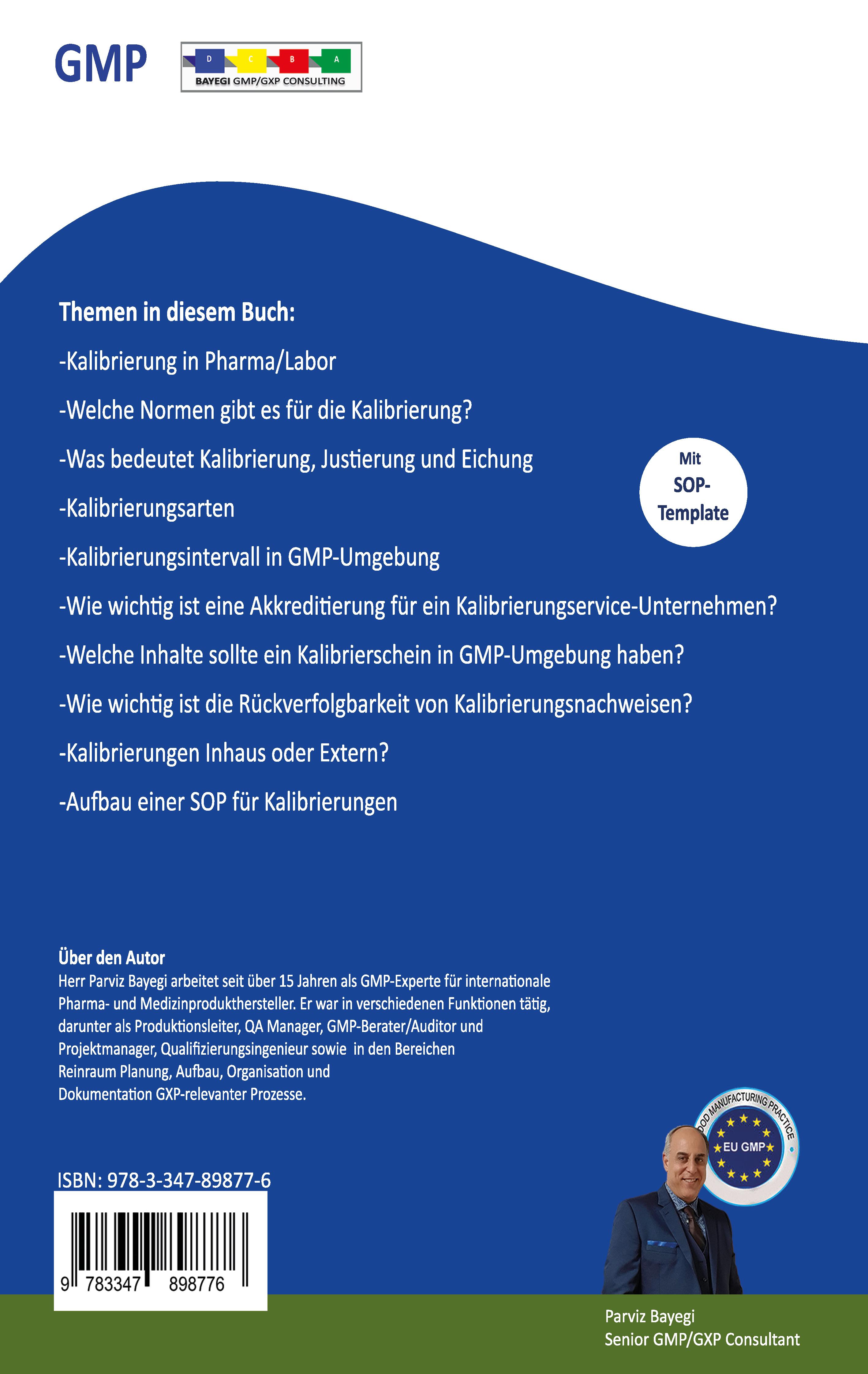 Rückseitencover GMP- Kalibrierungen & SOP-Kalibrierungsdokumente Mit SOP-Template