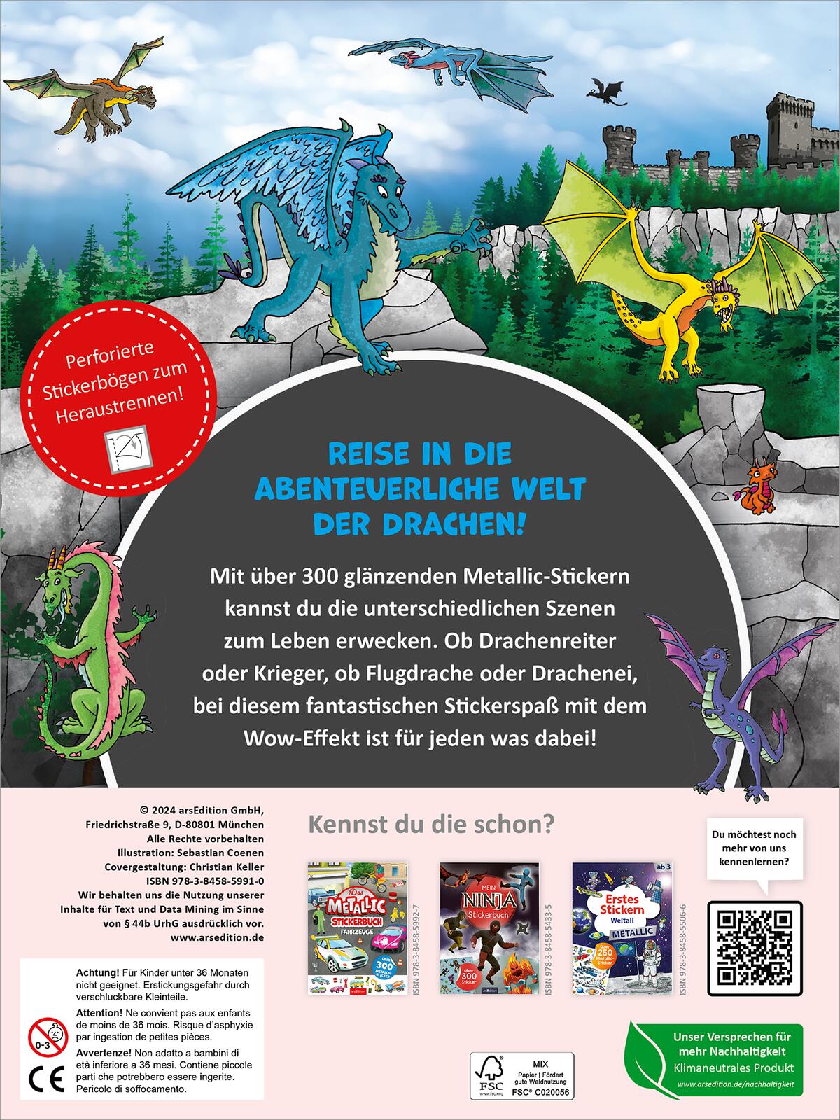 Rückseitencover Das Metallic-Stickerbuch – Drachen