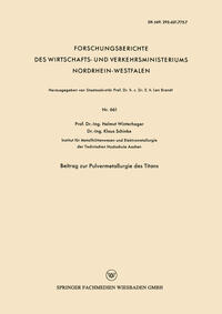 Vorderes Coverbild Beitrag zur Pulvermetallurgie des Titans