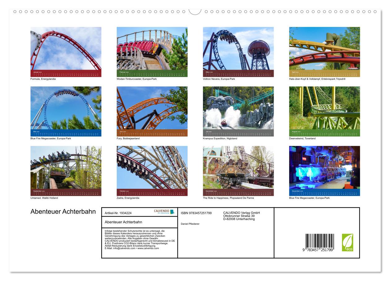 Beispielinhalt (Bild) Abenteuer Achterbahn (hochwertiger Premium Wandkalender 2026 DIN A2 quer), Kunstdruck in Hochglanz