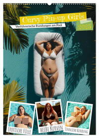 Vorderes Coverbild Curvy Pin-up Girls - Verführerische Rundungen am Pool (Wandkalender 2025 DIN A2 hoch), CALVENDO Monatskalender
