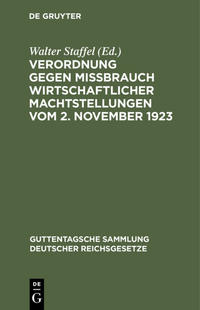 Vorderes Coverbild Verordnung gegen Mißbrauch wirtschaftlicher Machtstellungen vom 2. November 1923