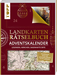 Vorderes Coverbild Landkarten Rätselbuch Adventskalender. Legenden, Märchen, sagenhafte Orte