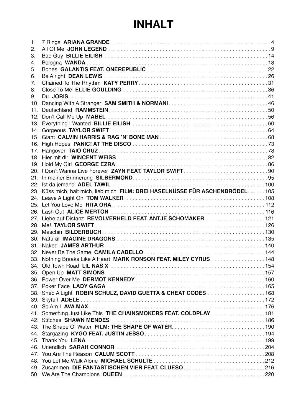Beispielinhalt (Bild) 50 Hits in C-Dur: Rock & Pop Band 4