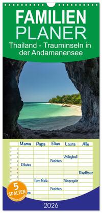 Vorderes Coverbild Familienplaner 2026 - Thailand - Trauminseln in der Andamanensee mit 5 Spalten (Wandkalender, 21 x 45 cm) CALVENDO