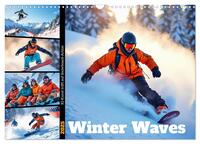 Vorderes Coverbild Winter Waves - KI-Kunst trifft auf Snowboard-Action (Wandkalender 2025 DIN A3 quer), CALVENDO Monatskalender