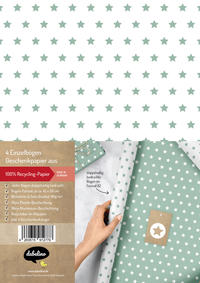 Vorderes Coverbild Geschenkpapier-Set Sterne (mint-grün, weiß)