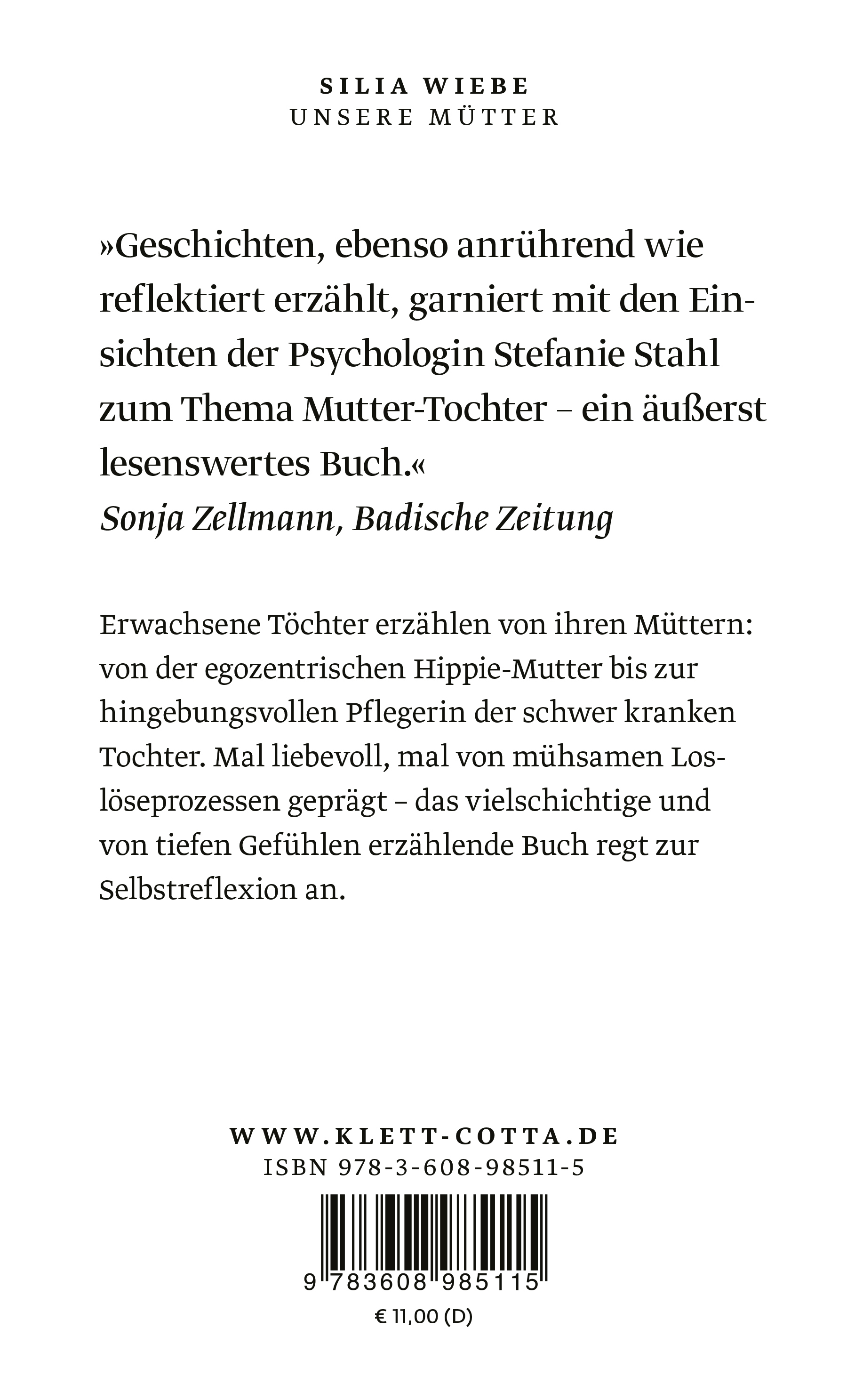 Rückseitencover Unsere Mütter