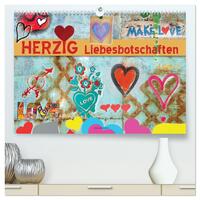 Vorderes Coverbild Herzig Liebesbotschaften (hochwertiger Premium Wandkalender 2026 DIN A2 quer), Kunstdruck in Hochglanz
