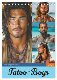 Vorderes Coverbild Tatoo-Boys. Coole Jungs am Meer (Tischkalender 2025 DIN A5 hoch), CALVENDO Monatskalender