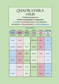 Vorderes Coverbild Quadratura Verbi / Quadratura Verbi: Verben im Quadrat in 6 Sprachen. LATEIN, ALTGRIECHISCH, ITALIENISCH, SPANISCH, FRANZÖSISCH, PORTUGIESISCH. Verbokuformat 6x6