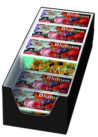 Vorderes Coverbild Blumen. Memo, 10 Ex. im Verkaufsdisplay
