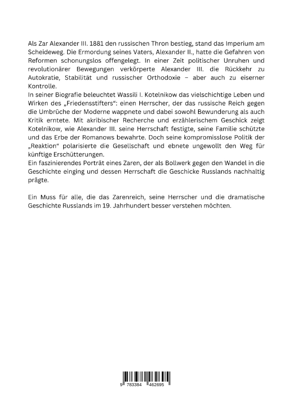 Rückseitencover Alexander III.: Der unerschütterliche Monarch