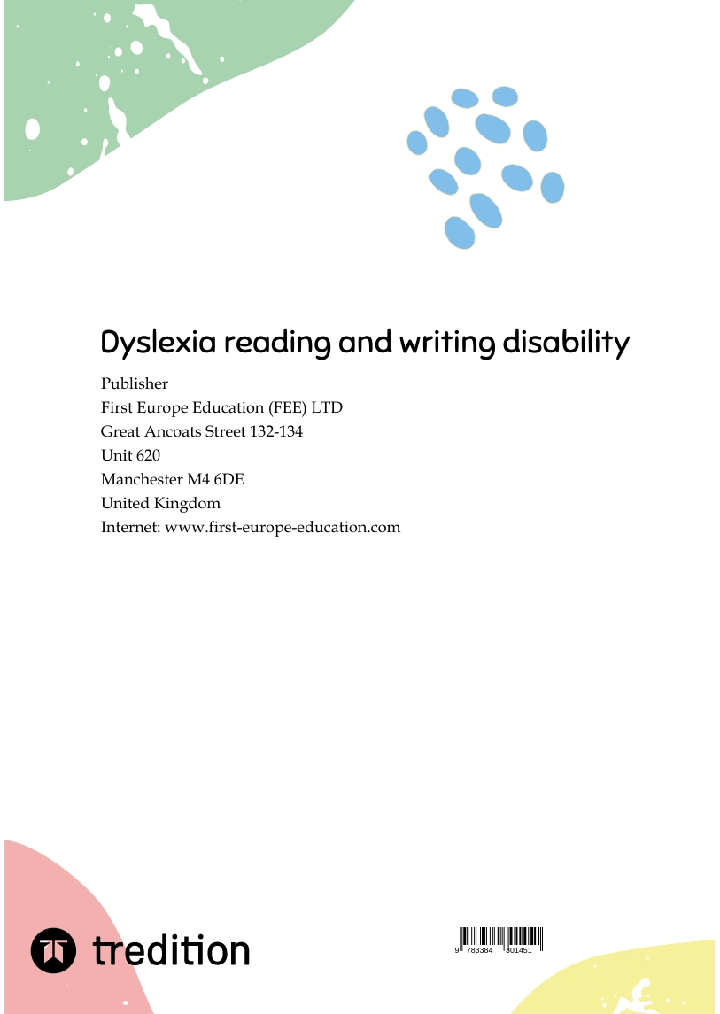 Rückseitencover Dyslexia reading and writing disability