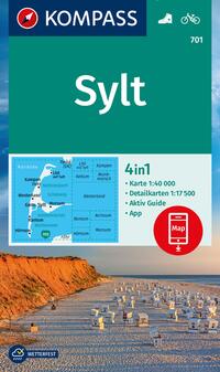 Vorderes Coverbild KOMPASS Wanderkarte 701 Sylt mit Ortsplänen 1:40.000
