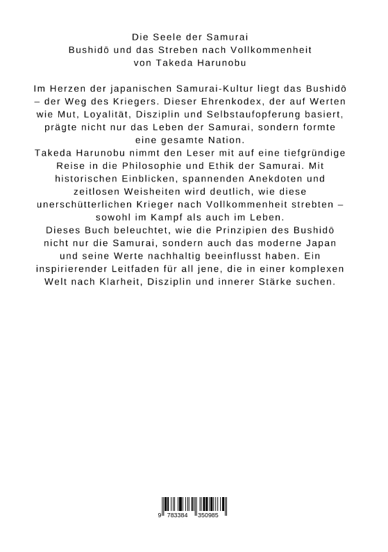 Rückseitencover Die Seele der Samurai