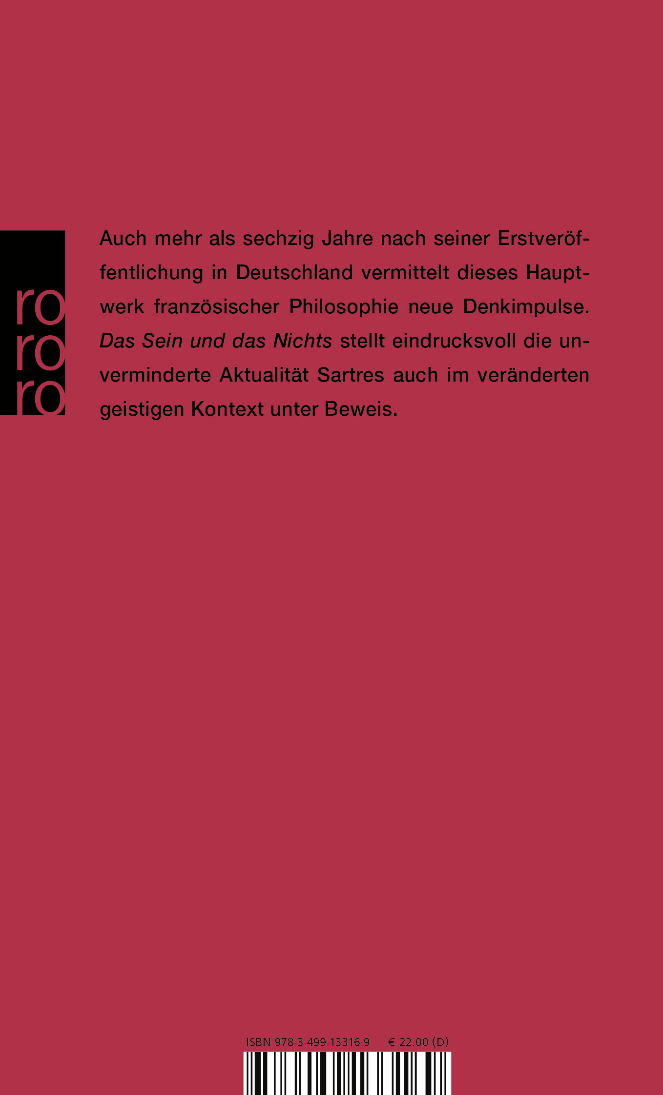 Rückseitencover Das Sein und das Nichts