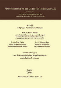 Vorderes Coverbild Untersuchungen zur diskontinuierlichen Ausscheidung in metallischen Systemen