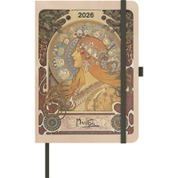 Vorderes Coverbild Alfons Mucha 2026 - Buchkalender - Taschenkalender - Kunstkalender - 16x22