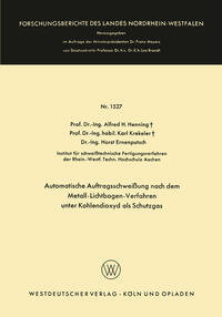 Vorderes Coverbild Automatische Auftragsschweißung nach dem Metall-Lichtbogen-Verfahren unter Kohlendioxyd als Schutzgas