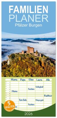 Vorderes Coverbild Familienplaner 2026 - Pfälzer Burgen mit 5 Spalten (Wandkalender, 21 x 45 cm) CALVENDO