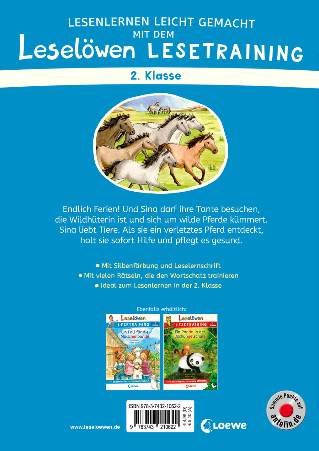 Rückseitencover Leselöwen Lesetraining 2. Klasse - Das verletzte Wildpferd