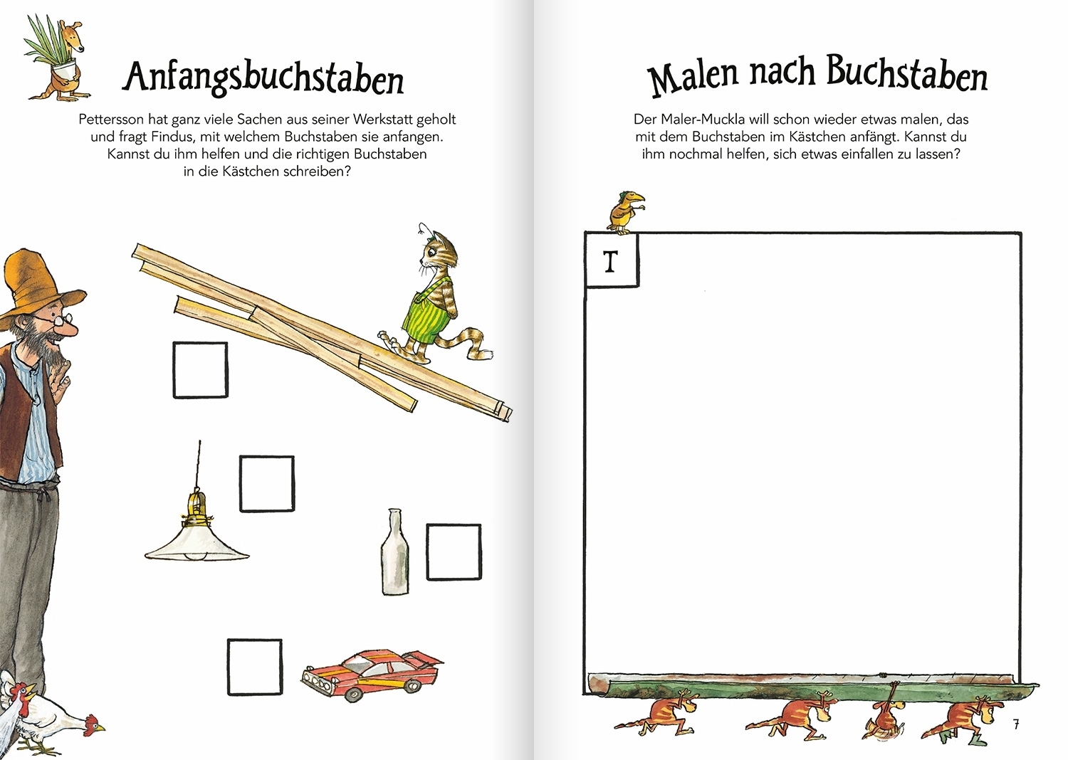 Beispielinhalt (Bild) Pettersson und Findus. Kennst du Buchstaben und Wörter?