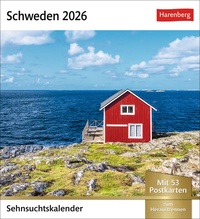 Vorderes Coverbild Schweden Sehnsuchtskalender 2026 - Wochenkalender mit 53 Postkarten