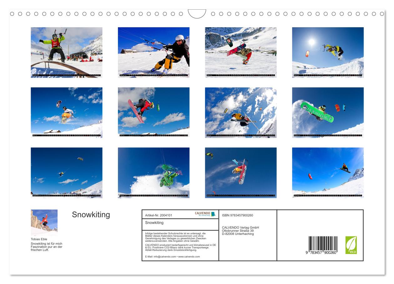 Beispielinhalt (Bild) Snowkiting (Wandkalender 2026 DIN A3 quer), CALVENDO Monatskalender