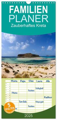 Vorderes Coverbild Familienplaner 2025 - Zauberhaftes Kreta mit 5 Spalten (Wandkalender, 21 x 45 cm) CALVENDO