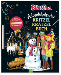 Vorderes Coverbild Bibi & Tina Adventskalender Kritzel-Kratzel Buch