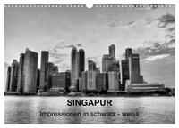 Vorderes Coverbild Singapur - Impressionen in schwarz - weiss (Wandkalender 2025 DIN A3 quer), CALVENDO Monatskalender