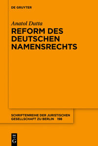 Vorderes Coverbild Reform des deutschen Namensrechts