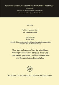 Vorderes Coverbild Über den biologischen Wert der einzelligen Grünalge Scenedesmus obliquus — frisch und verschieden getrocknet — und ihre diätetischen und therapeutischen Eigenschaften