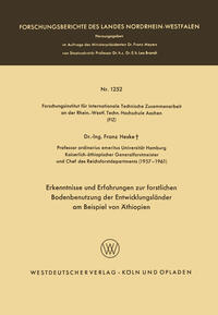 Vorderes Coverbild Erkenntnisse und Erfahrungen zur forstlichen Bodenbenutzung der Entwicklungsländer am Beispiel von Äthiopien