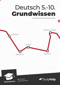 Vorderes Coverbild Deutsch Grundwissen Klasse 5 bis 10 in Rechtschreibung & Grammatik – Übungsbuch, Lernheft, Aufgaben mit Lösungen – für Realschule & Gymnasium