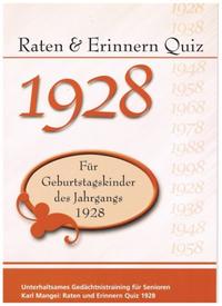 Vorderes Coverbild Raten und Erinnern Quiz 1928