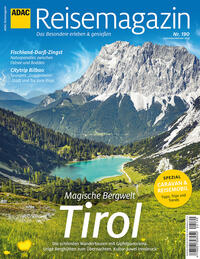 Vorderes Coverbild ADAC Reisemagazin mit Titelthema Tirol und Innsbruck