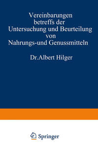Vorderes Coverbild Vereinbarungen betreffs der Untersuchung und Beurteilung von Nahrungs- und Genussmitteln sowie Gebrauchsgegenständen